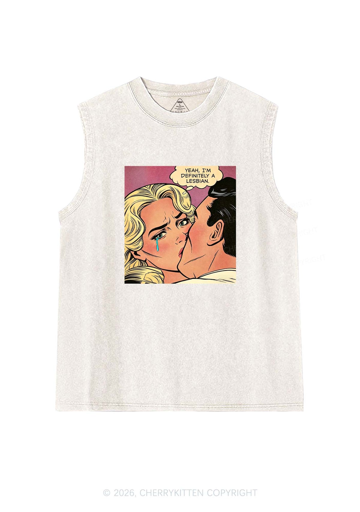 Im Definitely A Lesbian Pride Y2K Washed Muscle Tank Cherrykitten