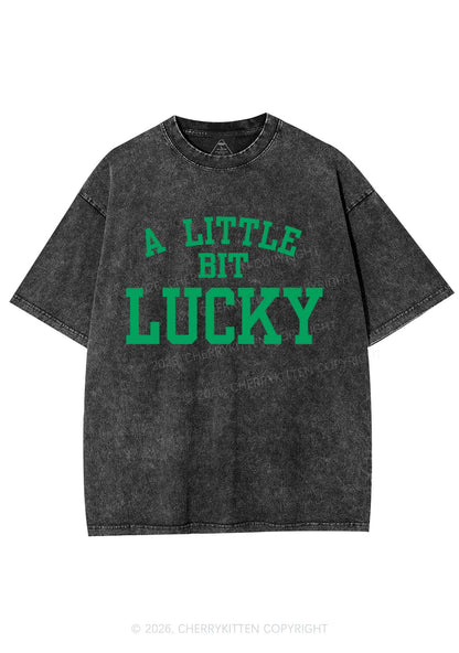 A Little Bit Lucky St Patricks Y2K Shirts Washed Tee Cherrykitten