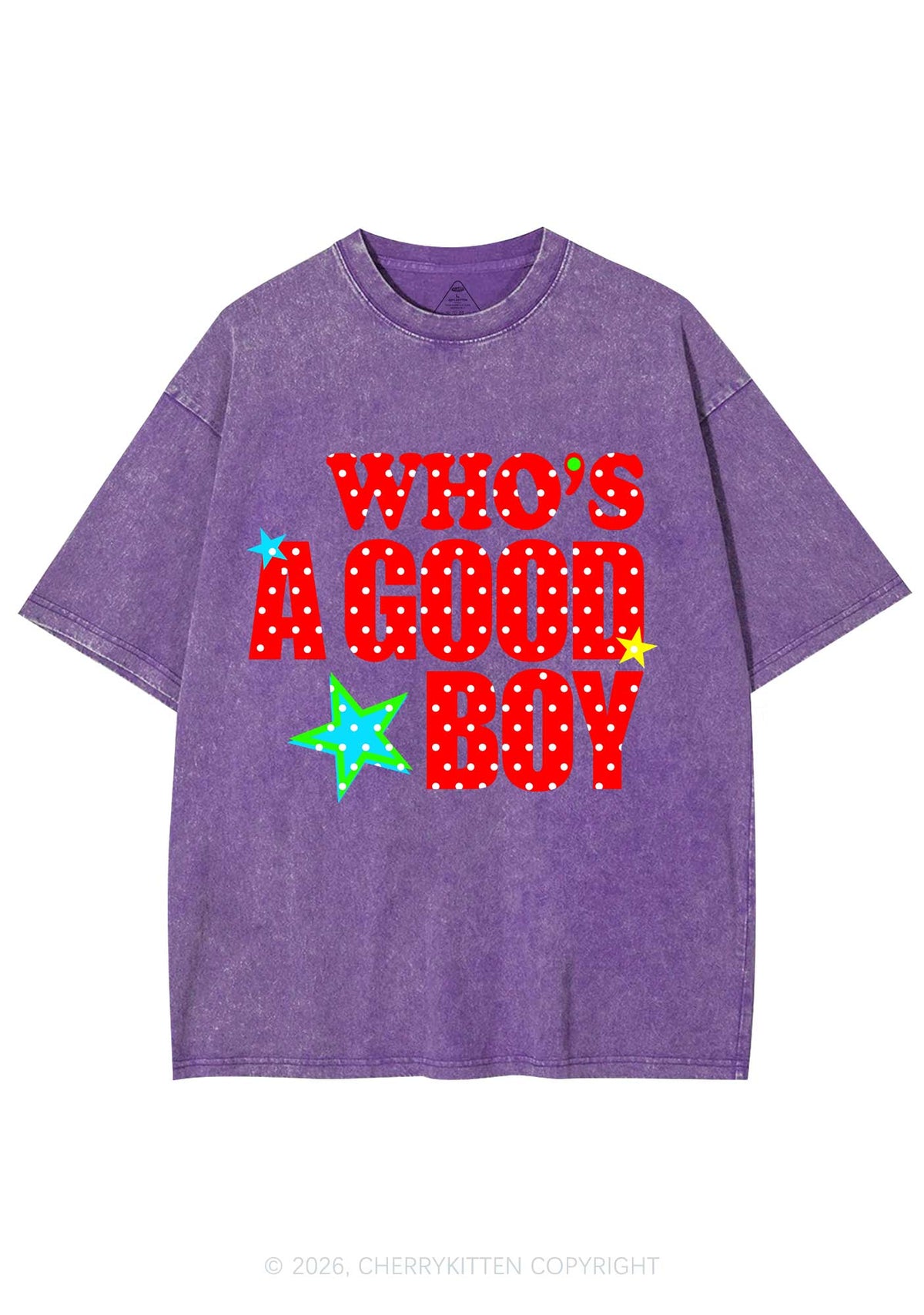 Whos A Good Boy Polka Dots Y2K Shirts Washed Tee Cherrykitten