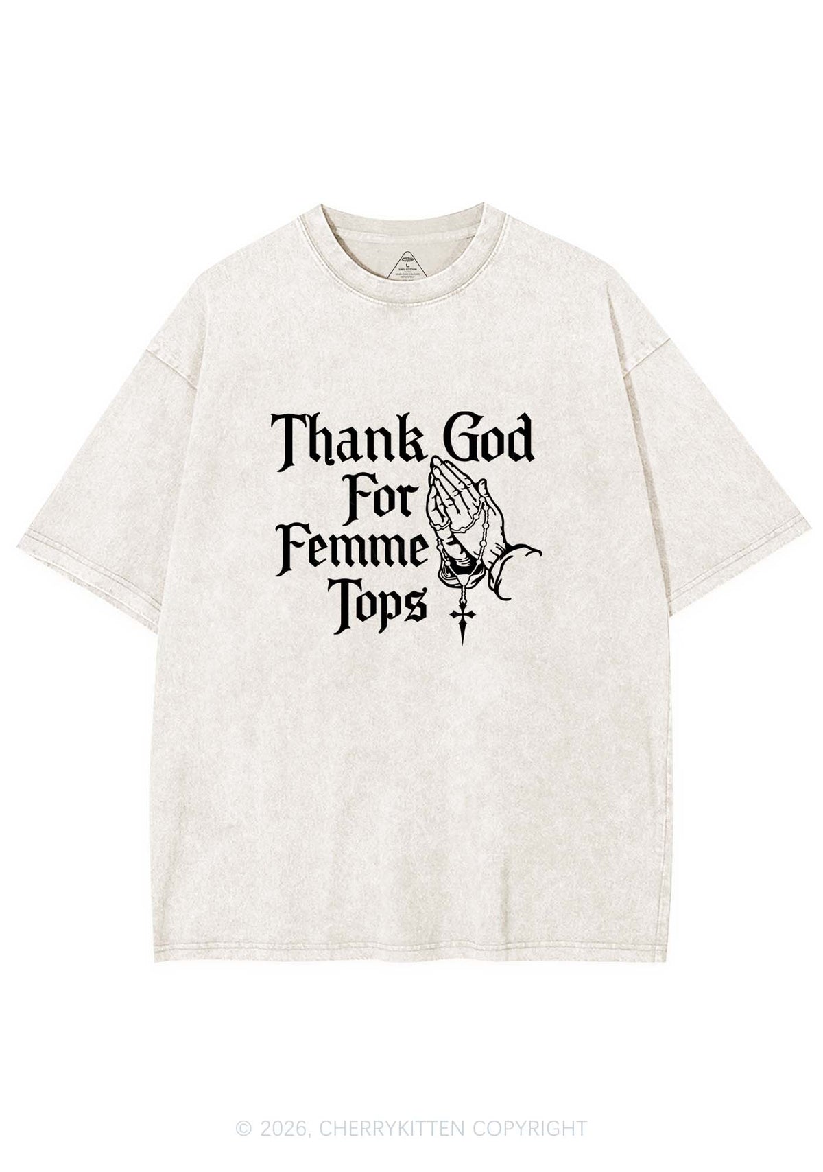 Thank God For Femme Tops Pride Y2K Shirts Washed Tee Cherrykitten