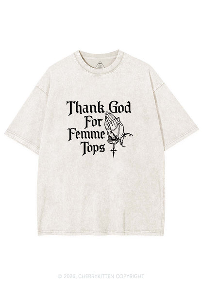 Thank God For Femme Tops Pride Y2K Shirts Washed Tee Cherrykitten