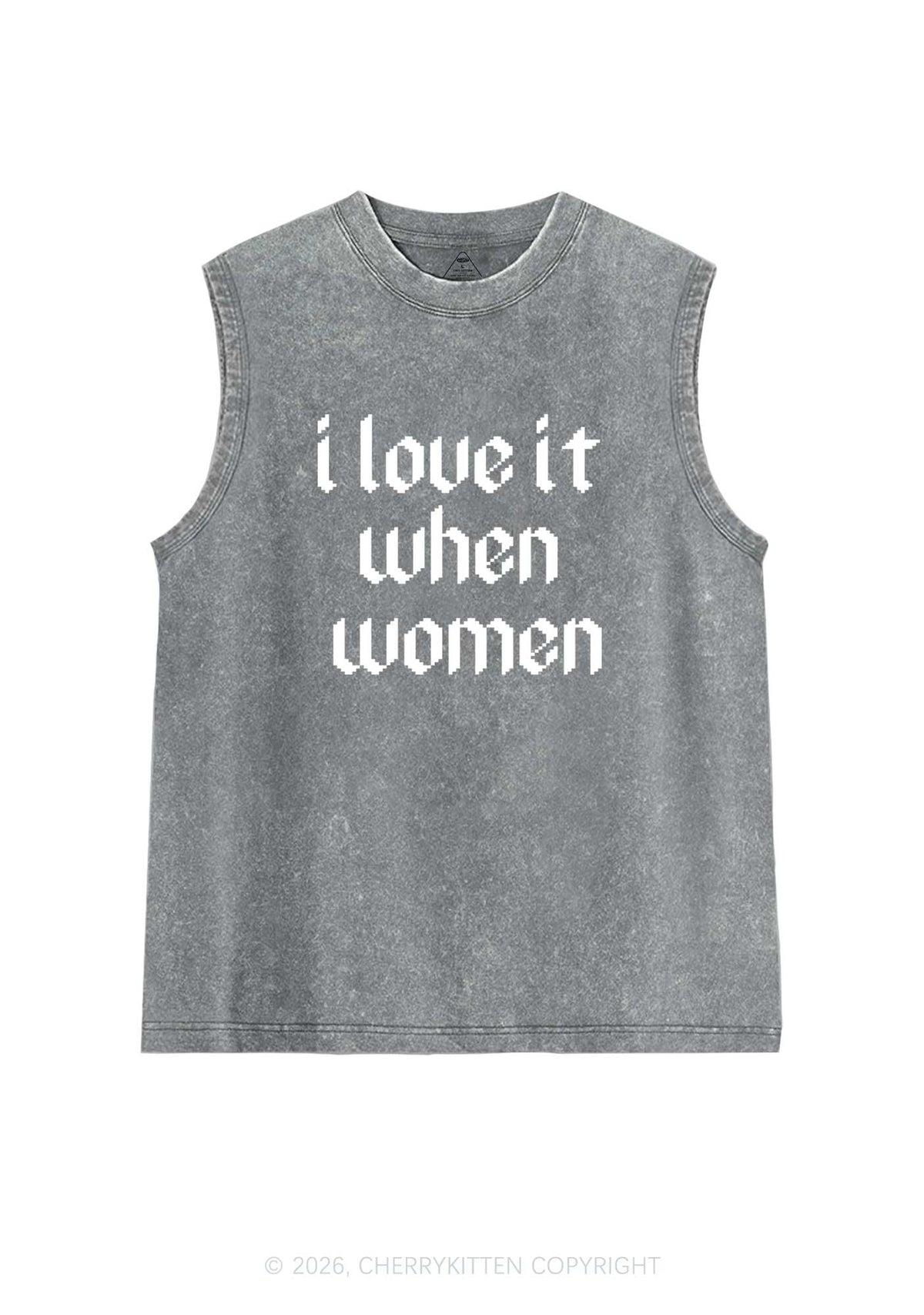 I Love It When Women Pride Y2K Washed Muscle Tank Cherrykitten