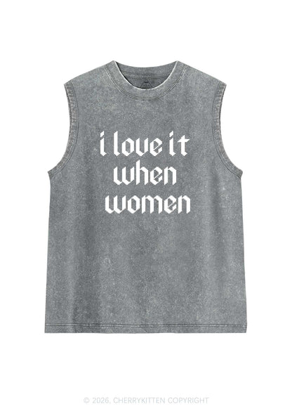 I Love It When Women Pride Y2K Washed Muscle Tank Cherrykitten