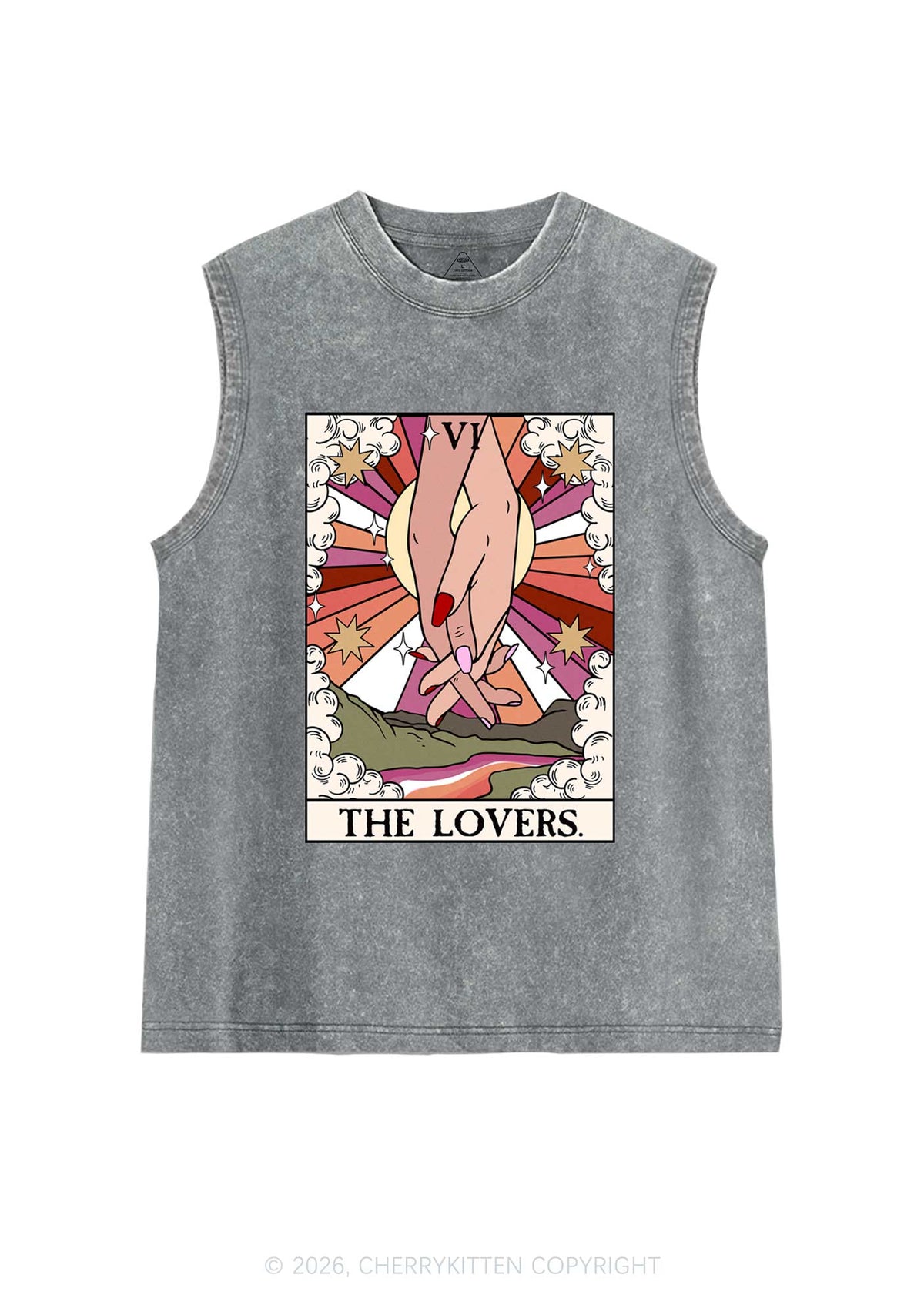 The Lesbian Lovers Pride Y2K Washed Muscle Tank Cherrykitten