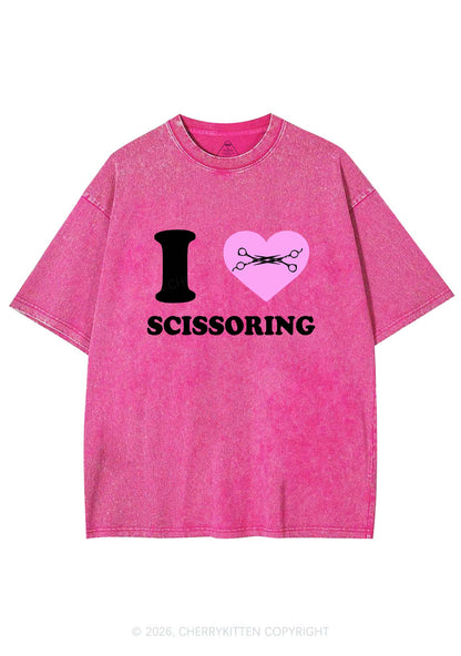I Love Scissoring Pride Y2K Shirts Washed Tee Cherrykitten