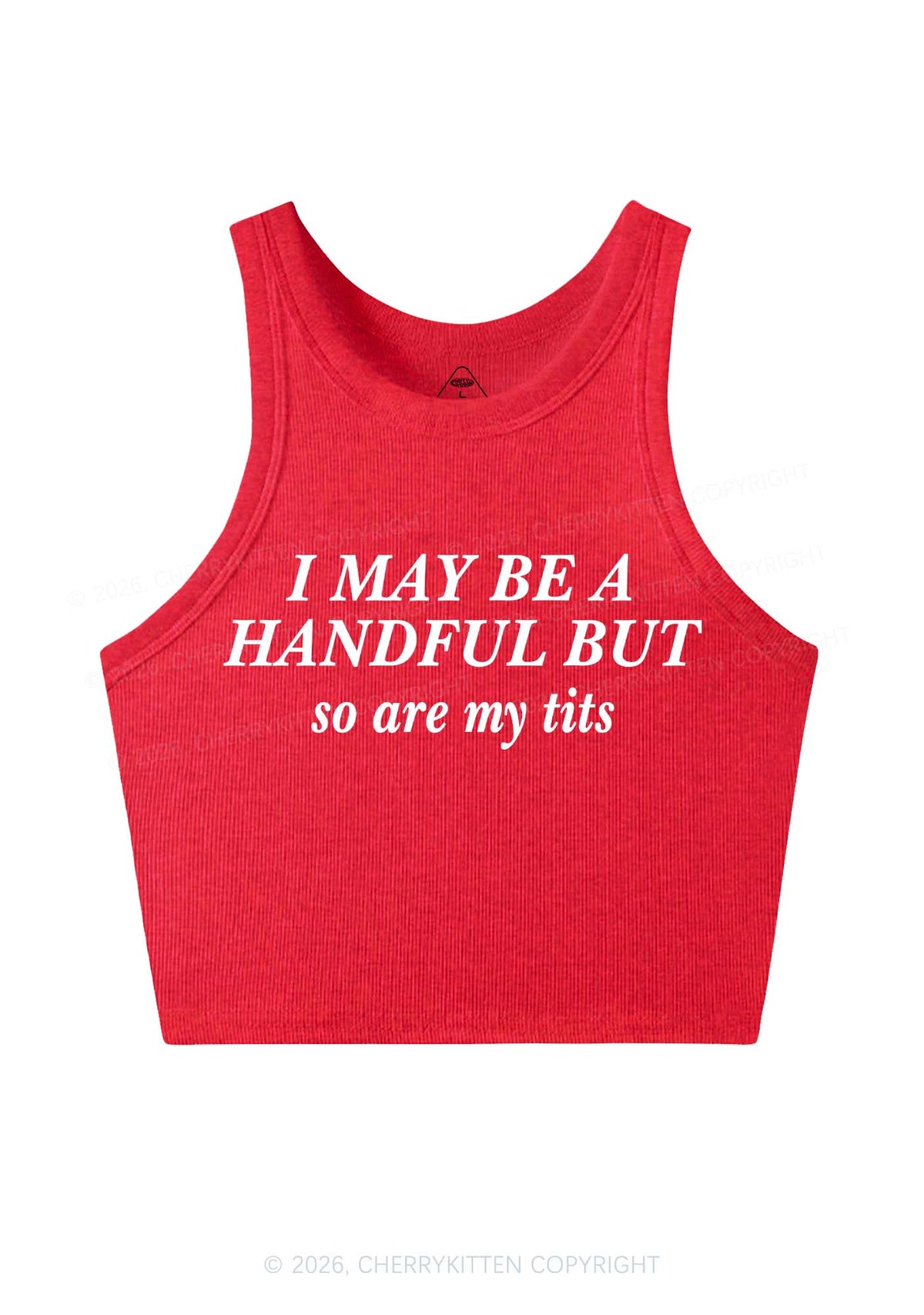 I May Be A Handful Y2K Crop Tank Top Cherrykitten