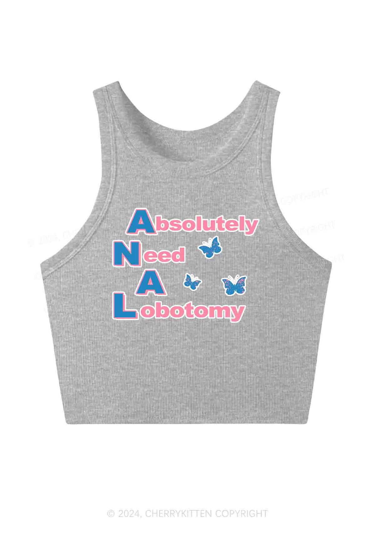 Absolutely Need A Lobotomy Y2K Crop Tank Top Cherrykitten