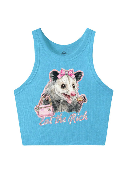 Eat The Rich Possum Y2K Crop Tank Top Cherrykitten