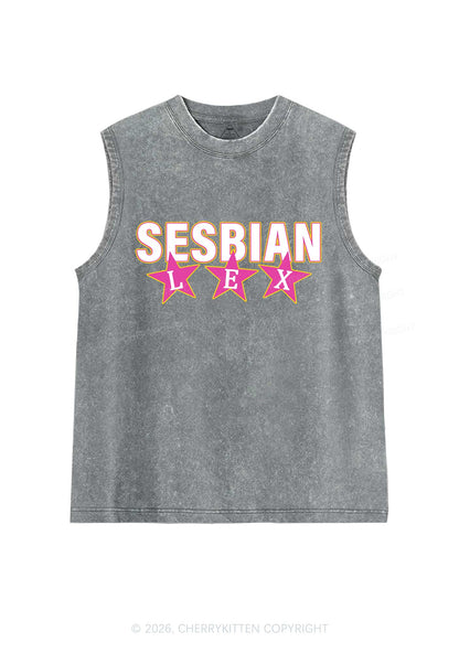 Sesbian Lex Pride Y2K Washed Muscle Tank Cherrykitten