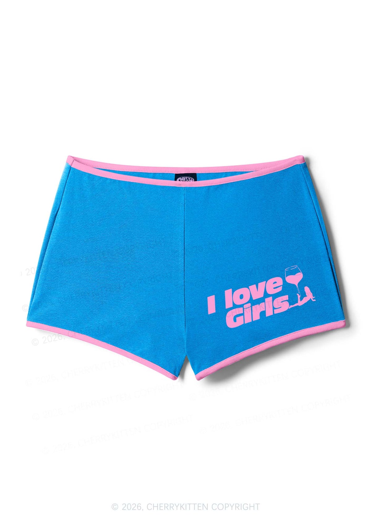 I Love Girls Wine Glass Pride Y2K Booty Shorts Cherrykitten