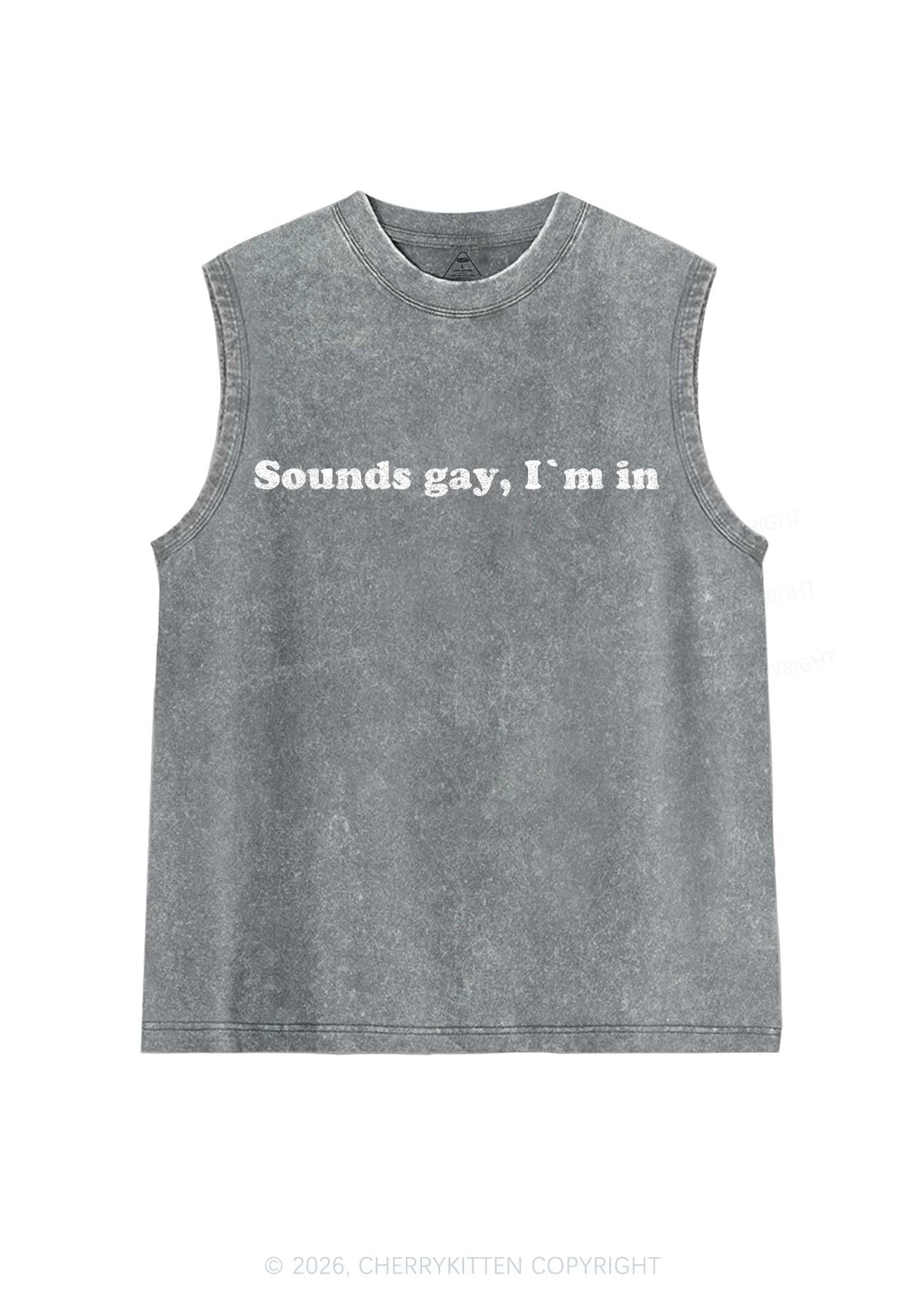 Glitter Sounds Gay Pride Y2K Washed Muscle Tank Cherrykitten