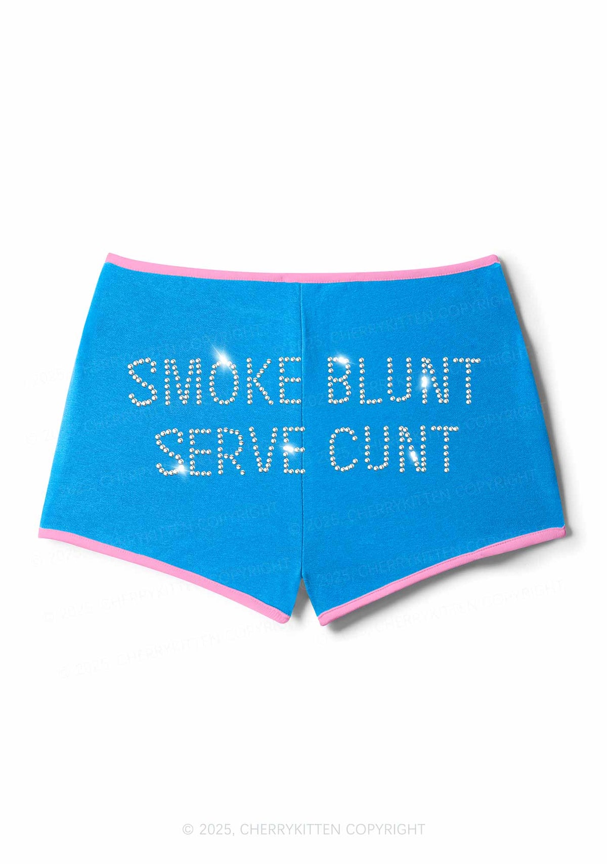 Rhinestone Smoke Blunt Y2K Booty Shorts Cherrykitten