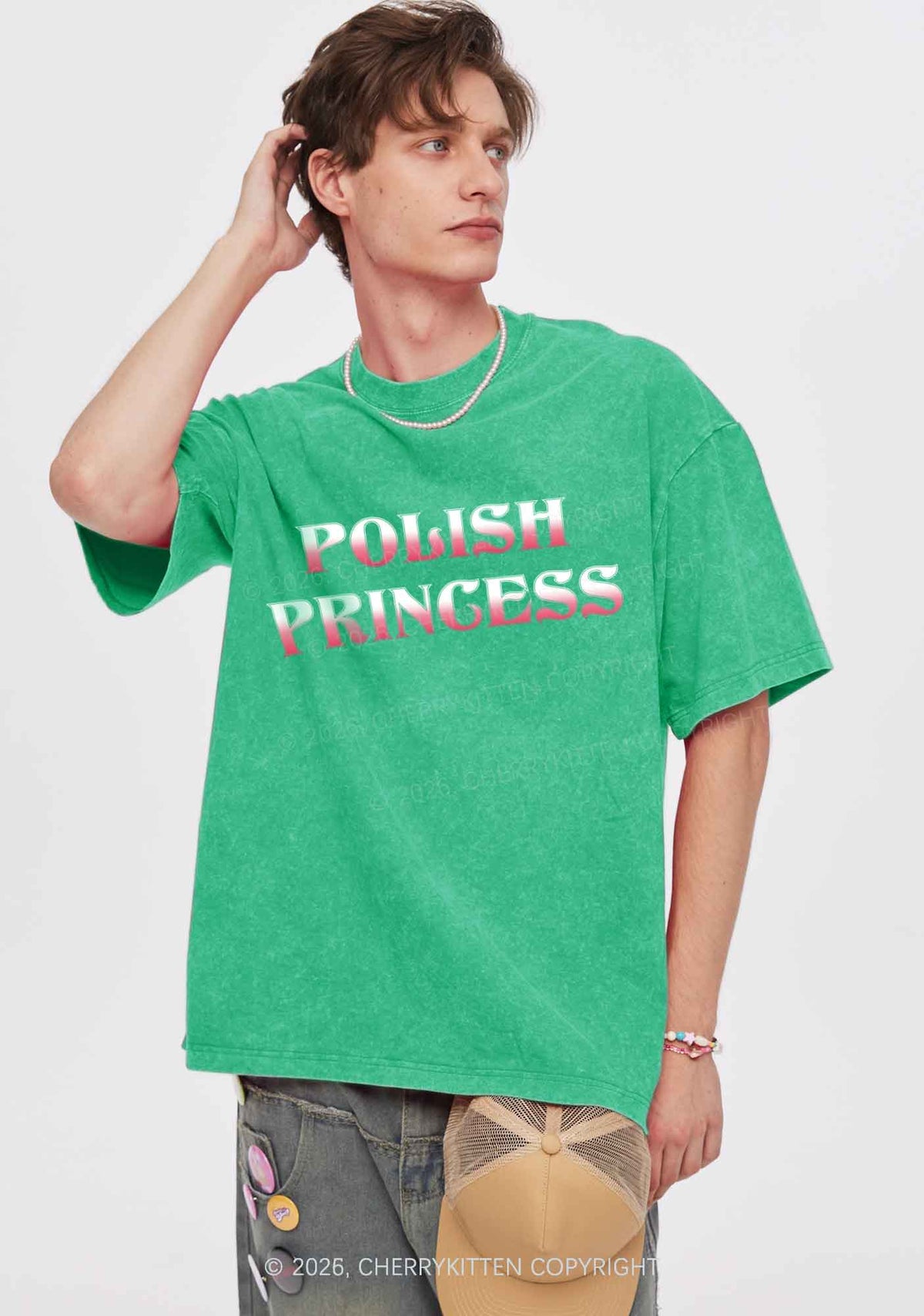 Polish Princess St Patricks Y2K Shirts Washed Tee Cherrykitten