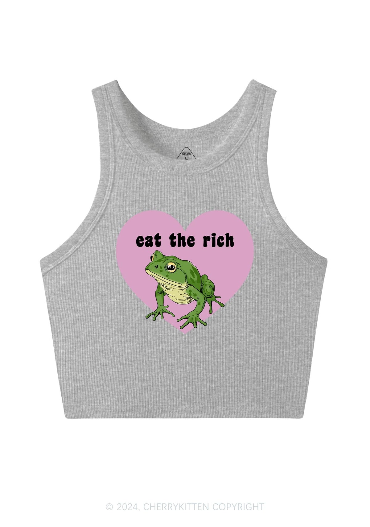 Eat The Rich Frog Y2K Crop Tank Top Cherrykitten