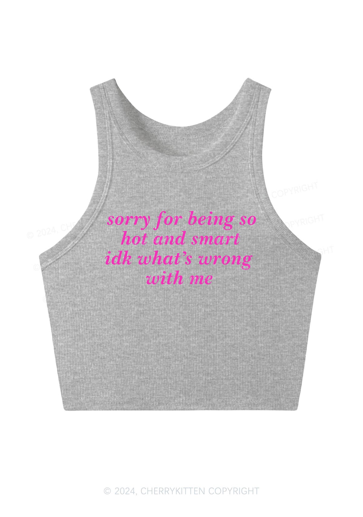 Sorry For Being So Smart Y2K Crop Tank Top Cherrykitten