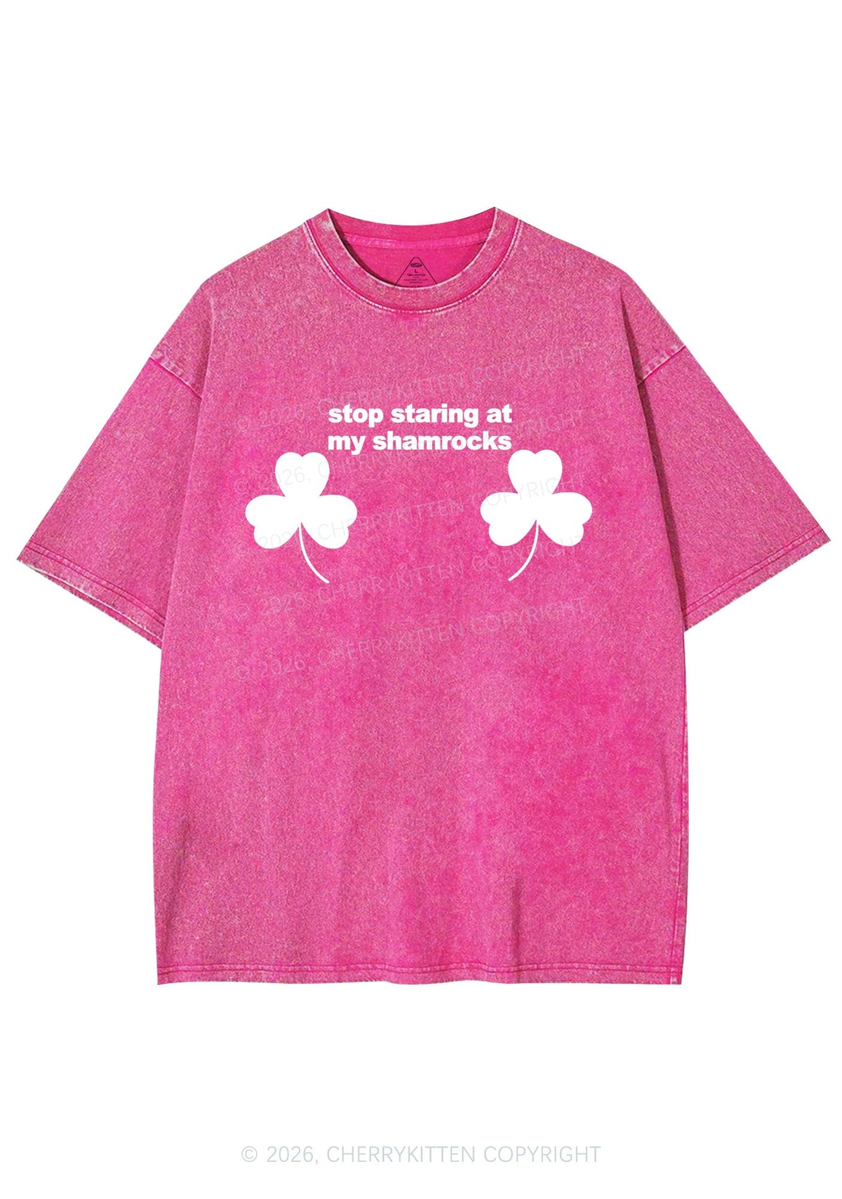 Stop Staring At My Shamrocks St Patricks Y2K Shirts Washed Tee Cherrykitten
