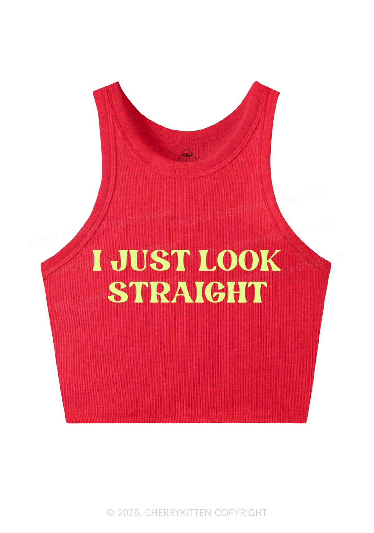 I Just Look Straight Y2K Crop Tank Top Cherrykitten