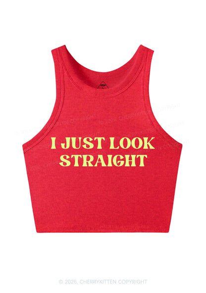 I Just Look Straight Y2K Crop Tank Top Cherrykitten