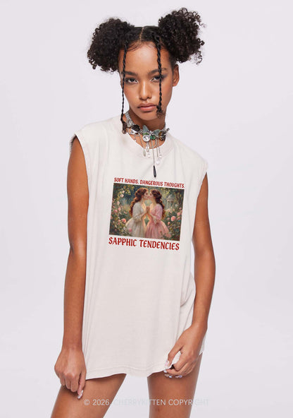 Soft Sapphic Tendencies Pride Y2K Washed Muscle Tank Cherrykitten
