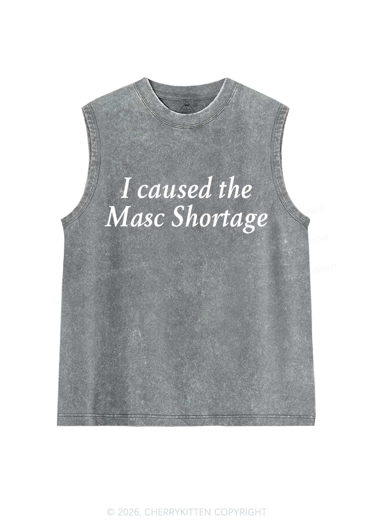 I Caused The Masc Shortage Pride Y2K Washed Muscle Tank Cherrykitten