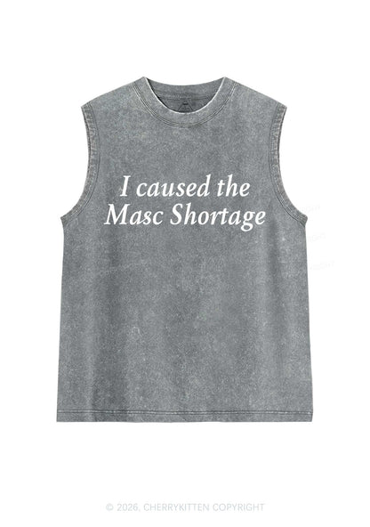 I Caused The Masc Shortage Pride Y2K Washed Muscle Tank Cherrykitten