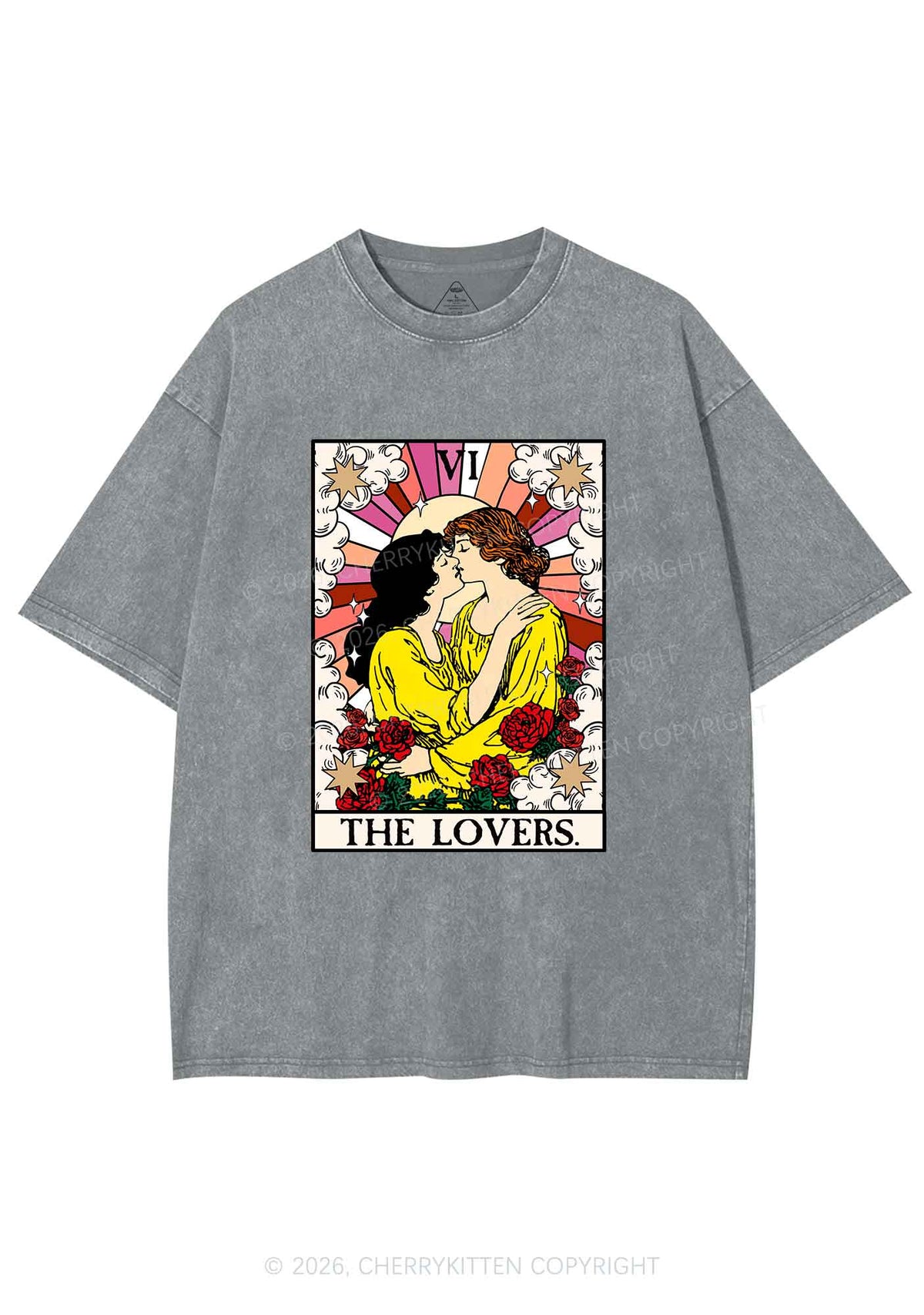 Kissing Lesbians Pride Y2K Shirts Washed Tee Cherrykitten