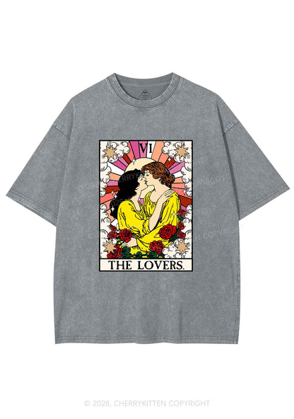 Kissing Lesbians Pride Y2K Shirts Washed Tee Cherrykitten