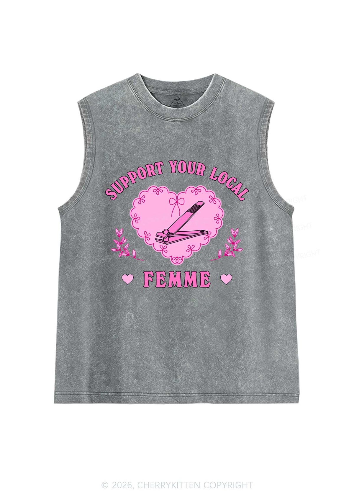 Support Your Local Femme Pride Y2K Washed Muscle Tank Cherrykitten