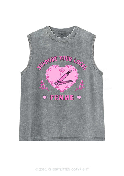 Support Your Local Femme Pride Y2K Washed Muscle Tank Cherrykitten