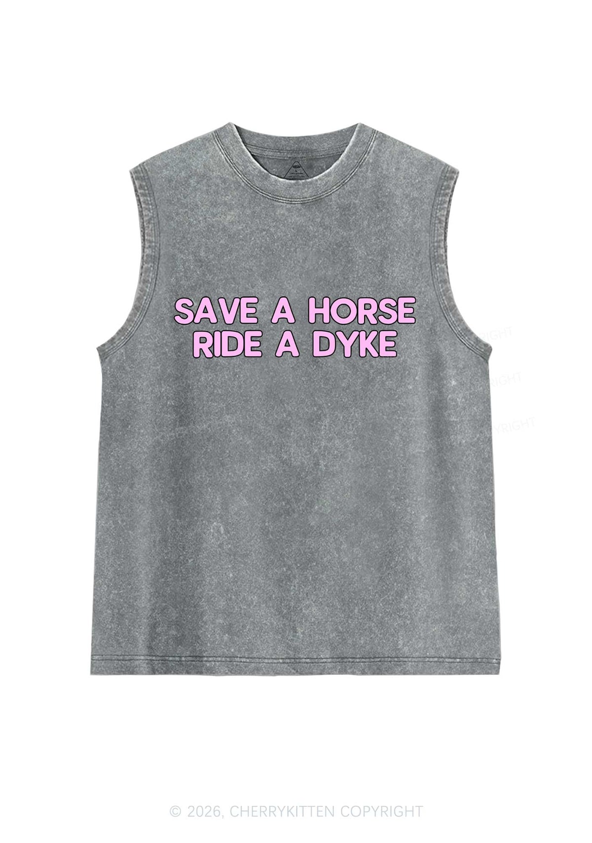 Save Horse Ride Dyke Pride Y2K Washed Muscle Tank Cherrykitten