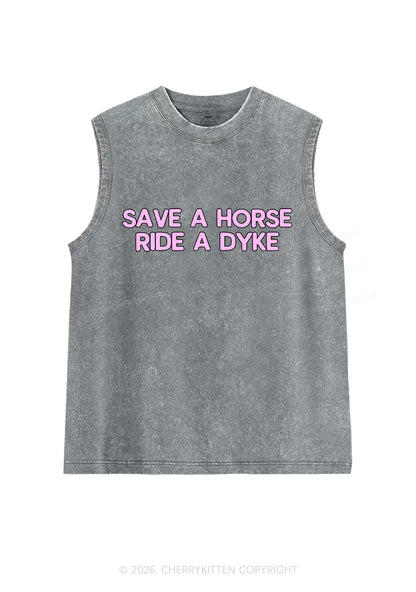 Save Horse Ride Dyke Pride Y2K Washed Muscle Tank Cherrykitten