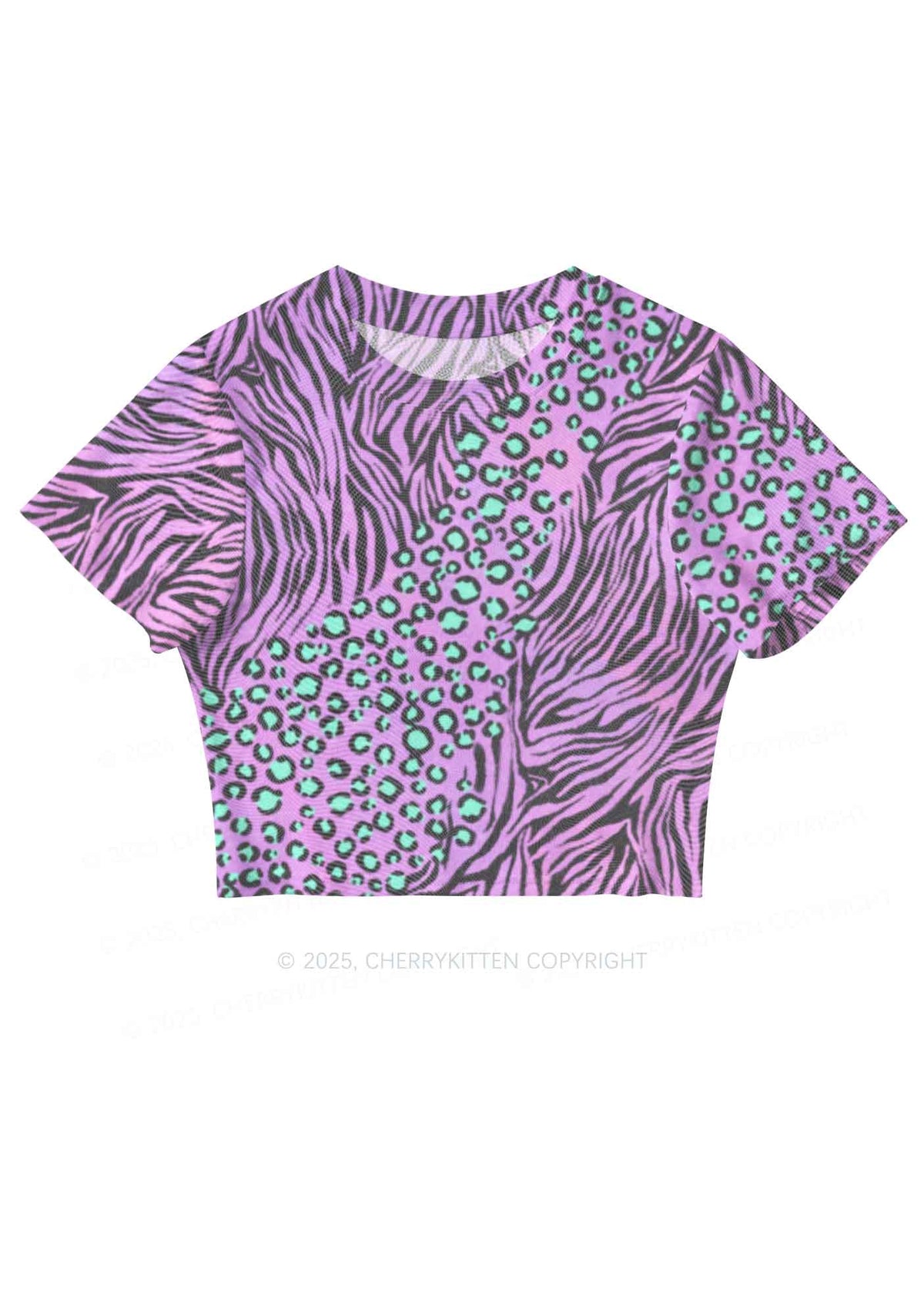 Lavender Zebra Y2K Mesh Crop Top Cherrykitten