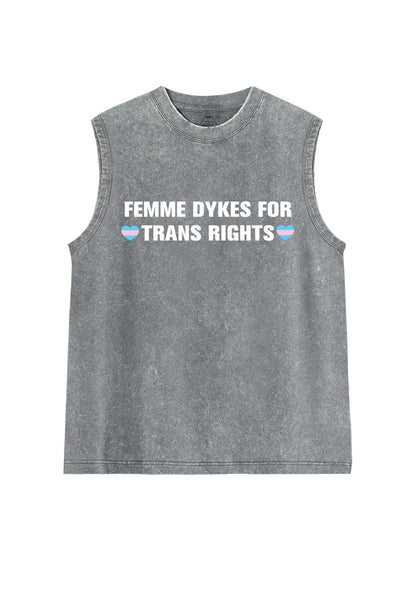 Femme Dykes For Trans Rights Pride Y2K Washed Muscle Tank Cherrykitten