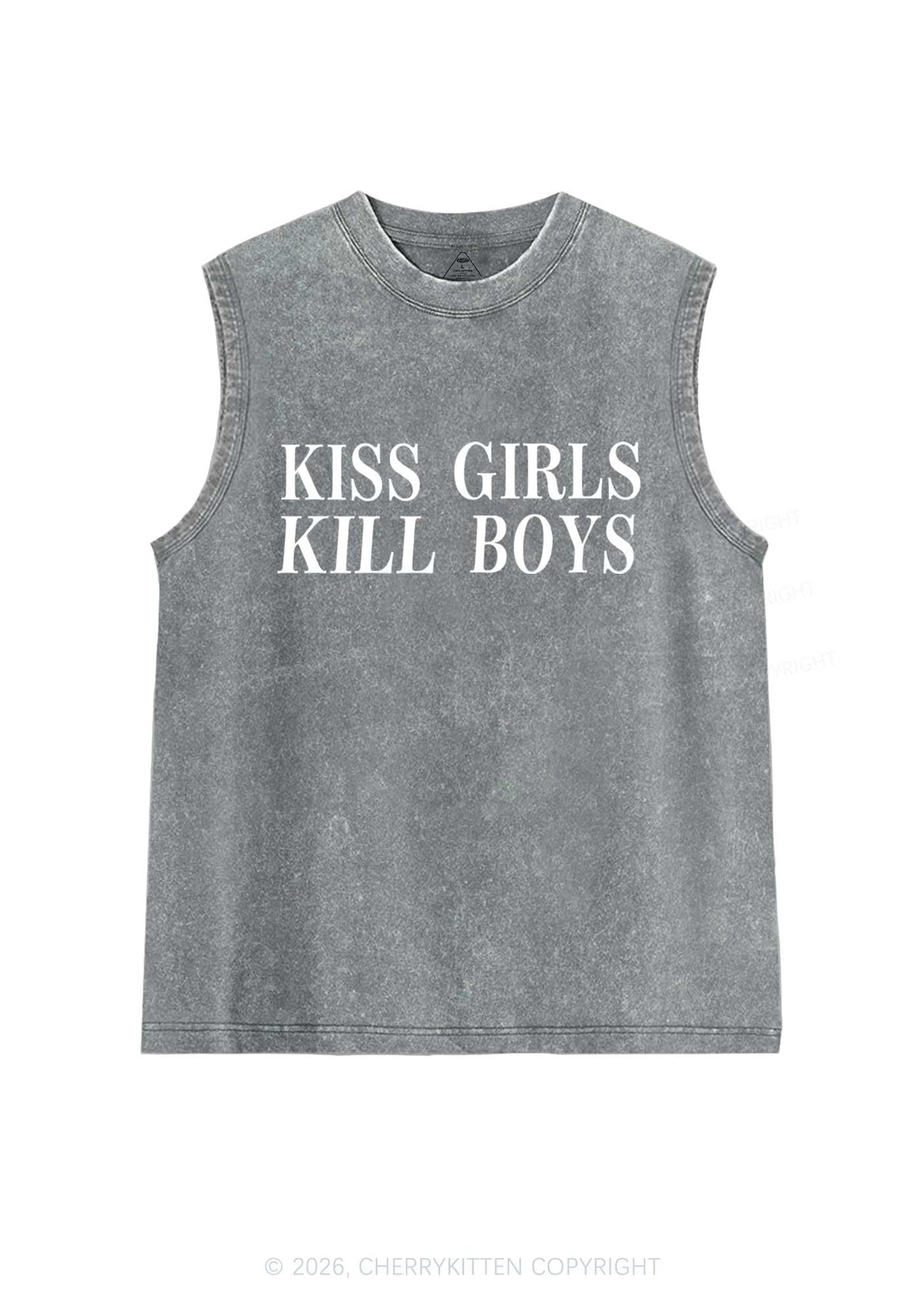 Kiss Girls Kill Boys Pride Y2K Washed Muscle Tank Cherrykitten
