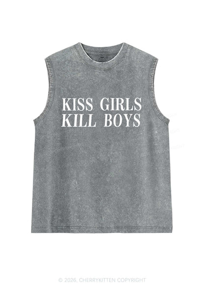 Kiss Girls Kill Boys Pride Y2K Washed Muscle Tank Cherrykitten