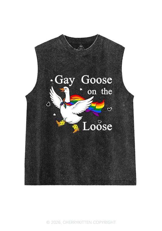 Gay Goose On The Loose Pride Y2K Washed Muscle Tank Cherrykitten