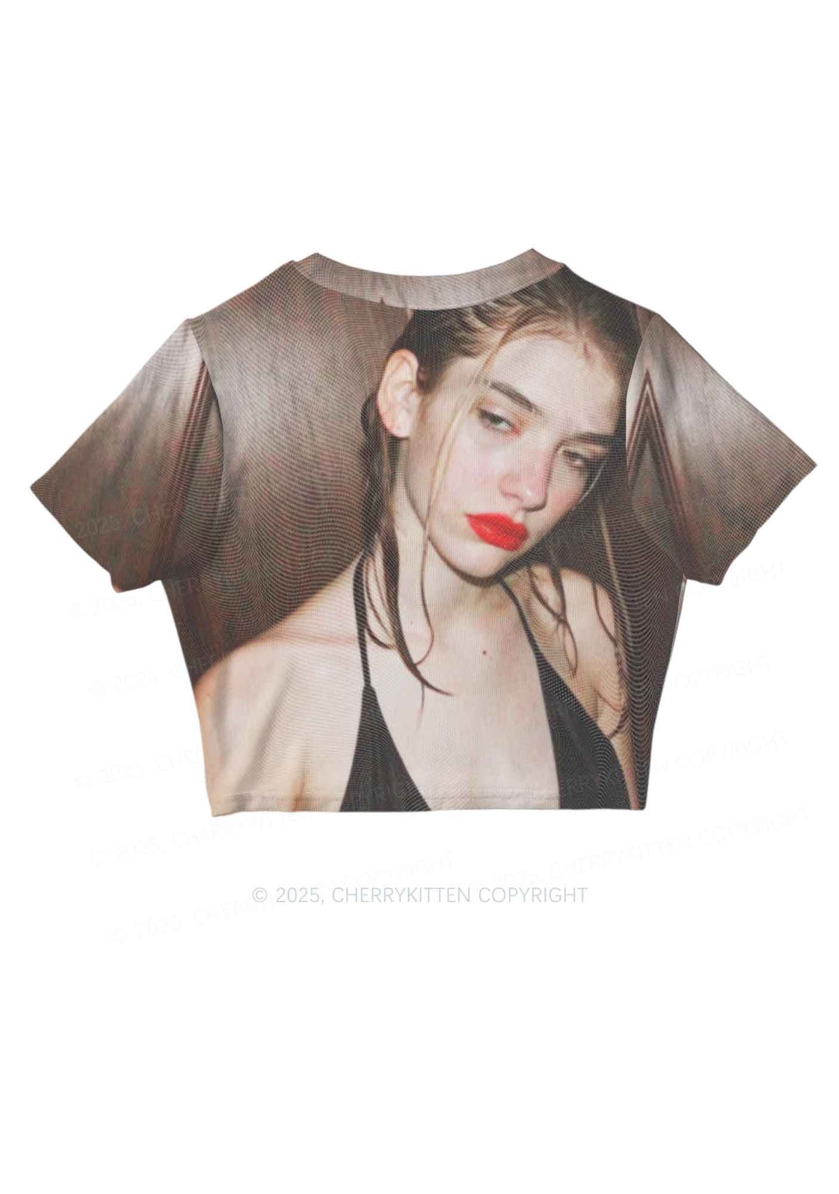 Custom Personalized Photo Y2K Mesh Crop Top Cherrykitten