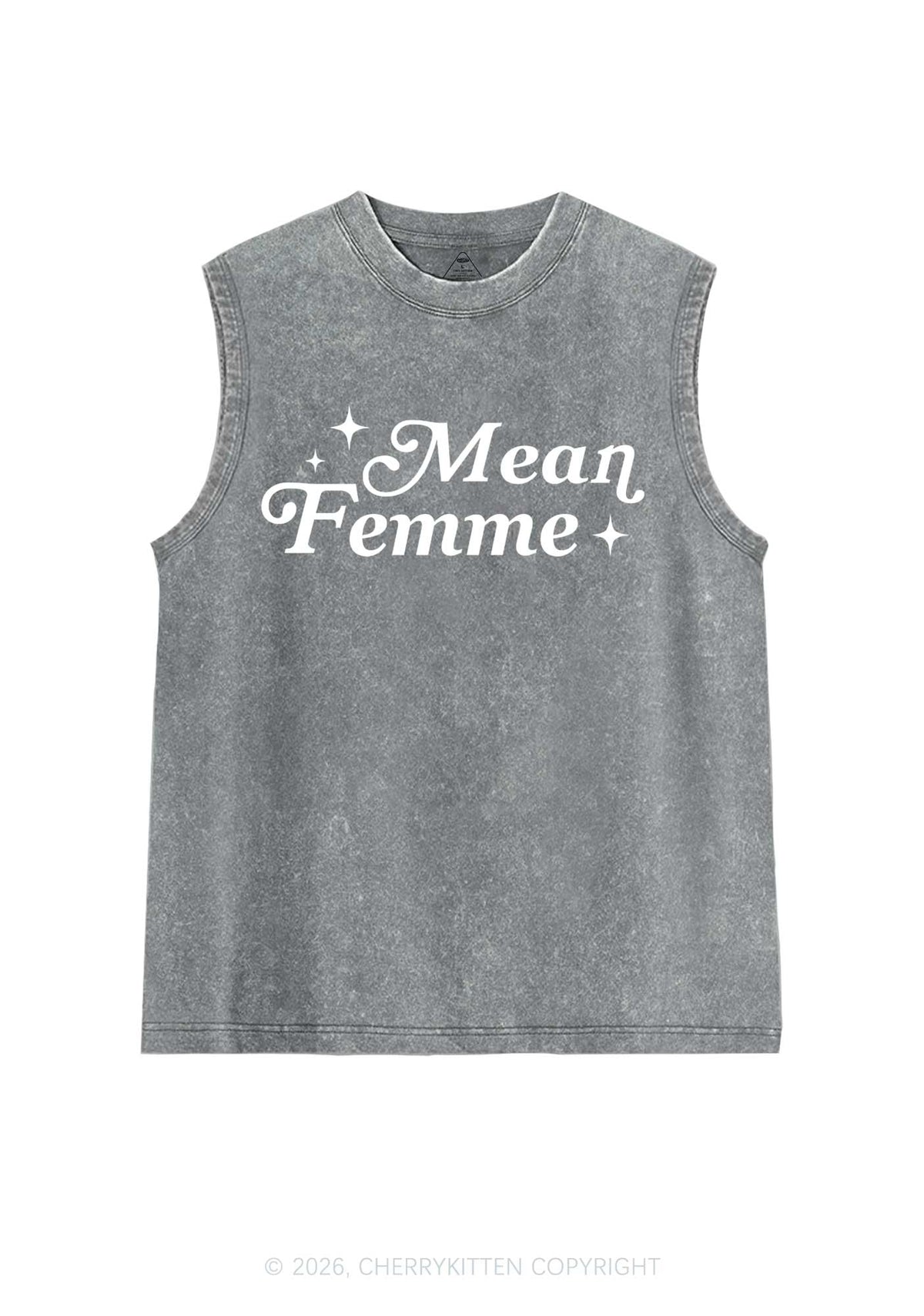 Mean Femme Pride Y2K Washed Muscle Tank Cherrykitten