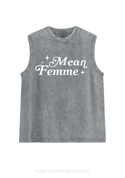 Mean Femme Pride Y2K Washed Muscle Tank Cherrykitten