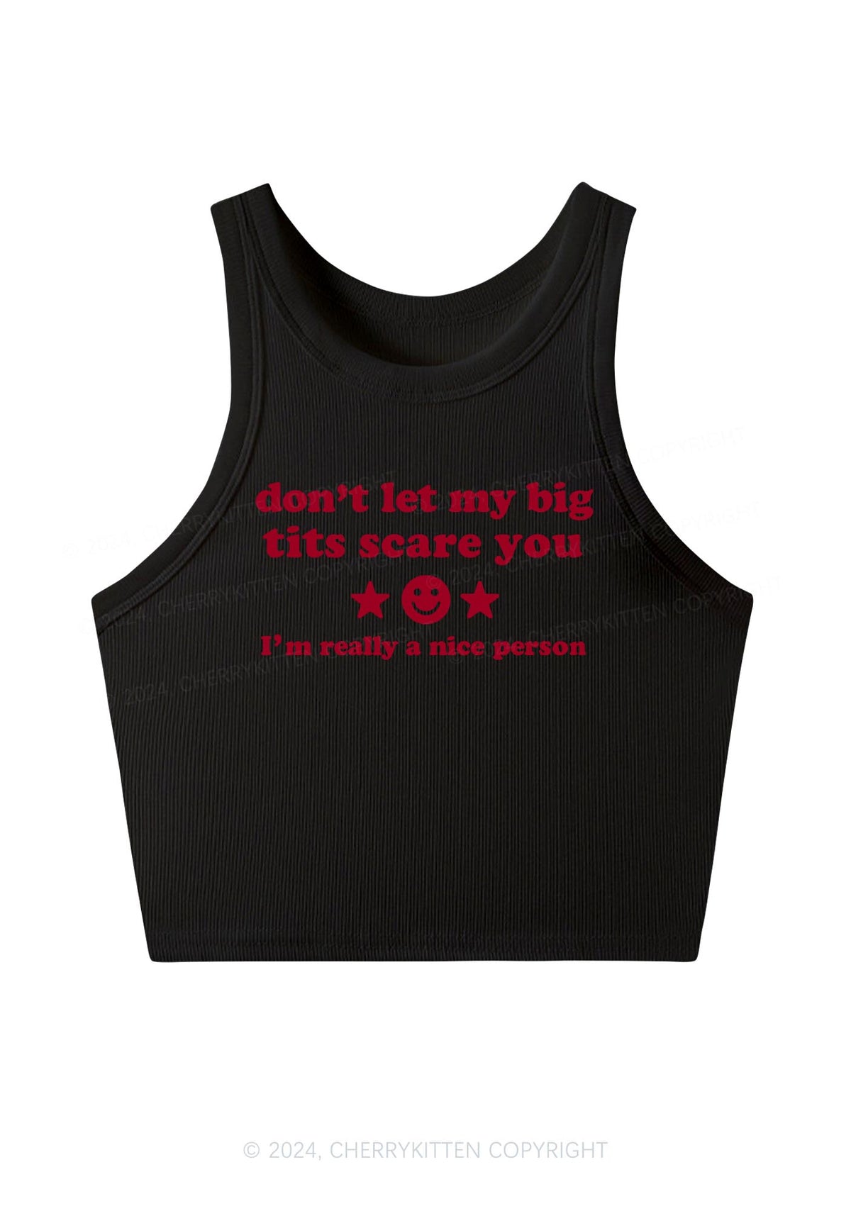 Don't Let My Big Txts Scare You Y2K Crop Tank Top Cherrykitten