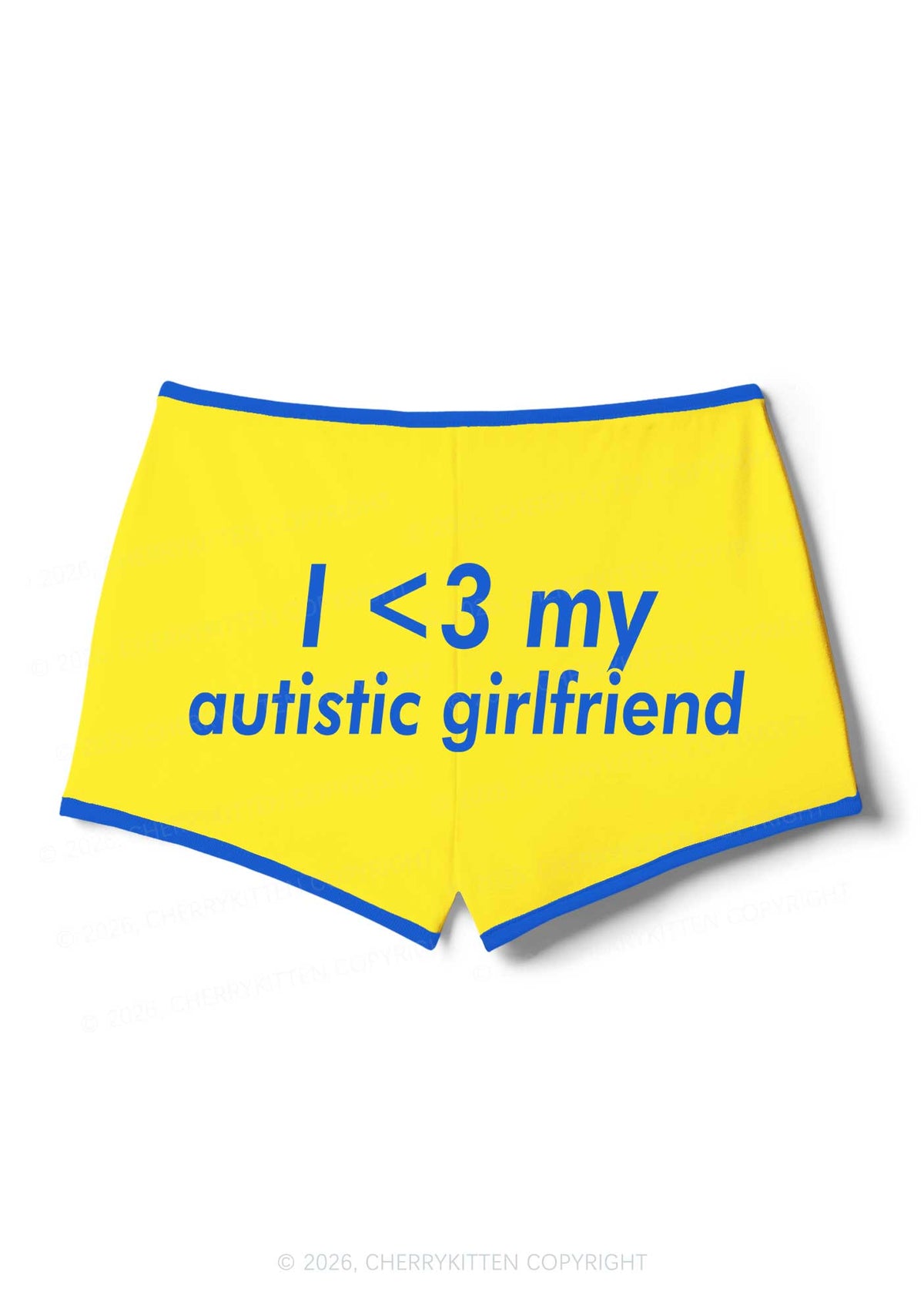 I Love My Autistic GF Valentine's Day Y2K Booty Shorts Cherrykitten