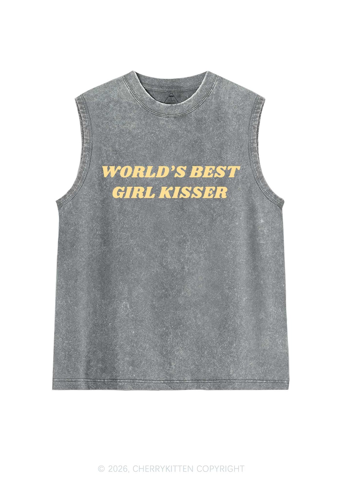 Best Girl Kisser Pride Y2K Washed Muscle Tank Cherrykitten