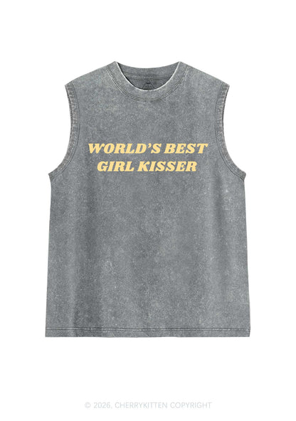 Best Girl Kisser Pride Y2K Washed Muscle Tank Cherrykitten