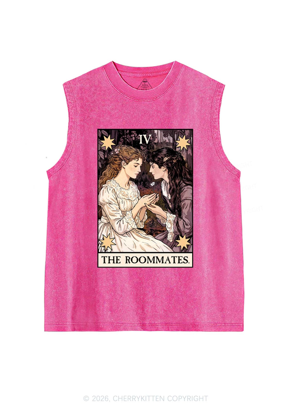 The Roommates Stars Tarot Pride Y2K Washed Muscle Tank Cherrykitten