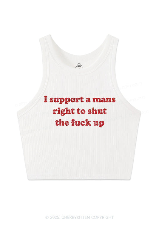 Glitter I Support A Mans Right Y2K Crop Tank Top Cherrykitten