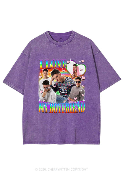 Custom I Love My Gay BF Pride Y2K Shirts Washed Tee Cherrykitten