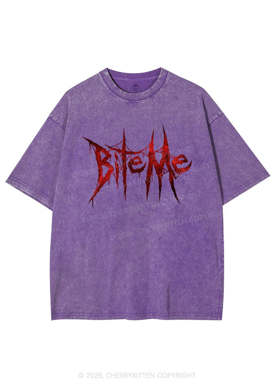 Halloween Bite Me Y2K Shirts Washed Tee Cherrykitten