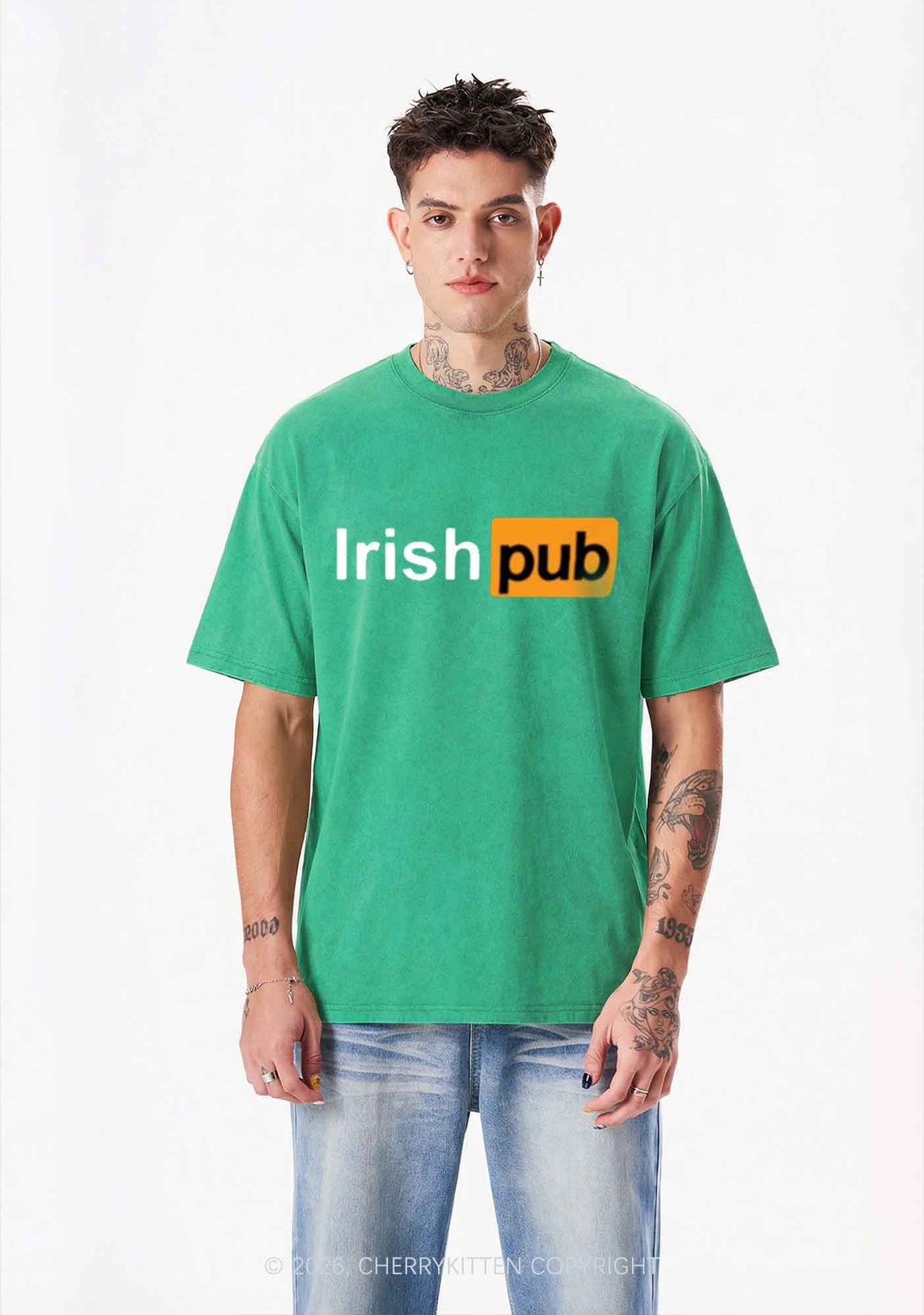 Irish Pub St Patricks Y2K Shirts Washed Tee Cherrykitten