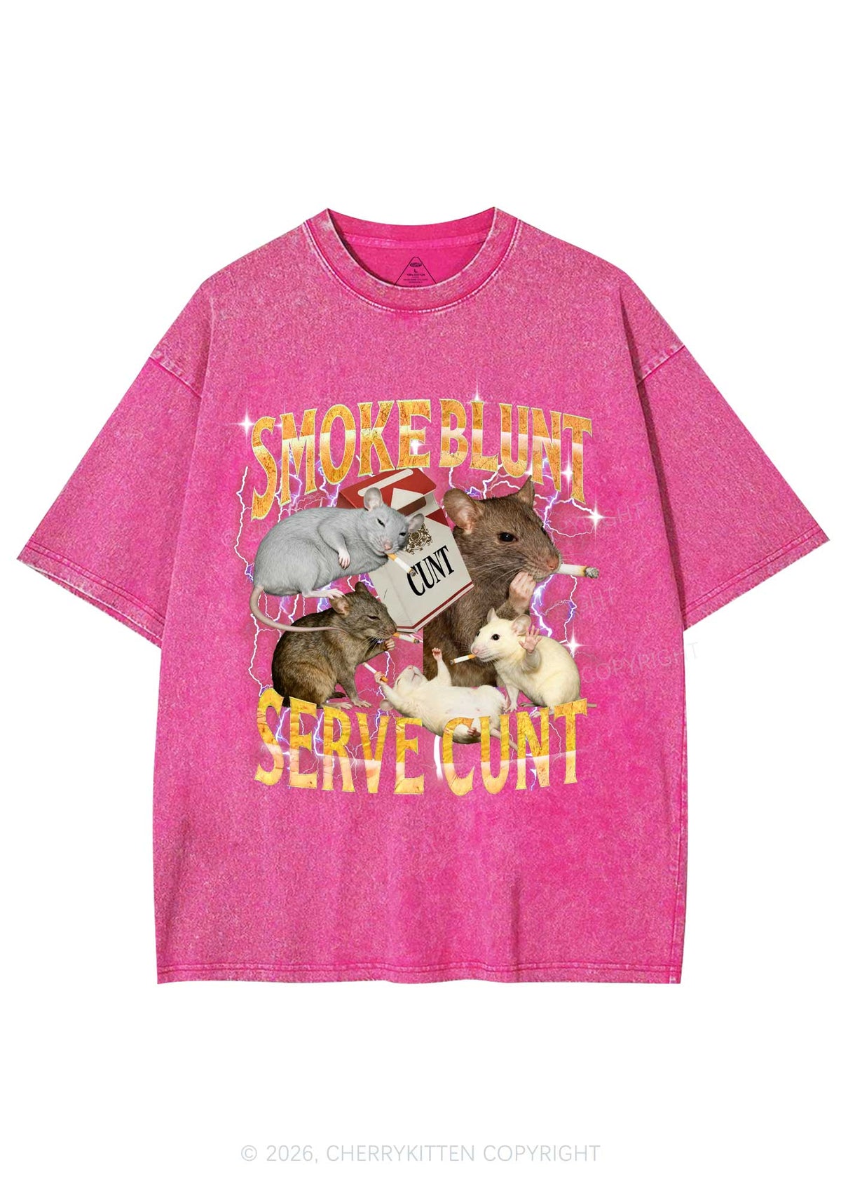 Smoke Blunt Rats Y2K Shirts Washed Tee Cherrykitten