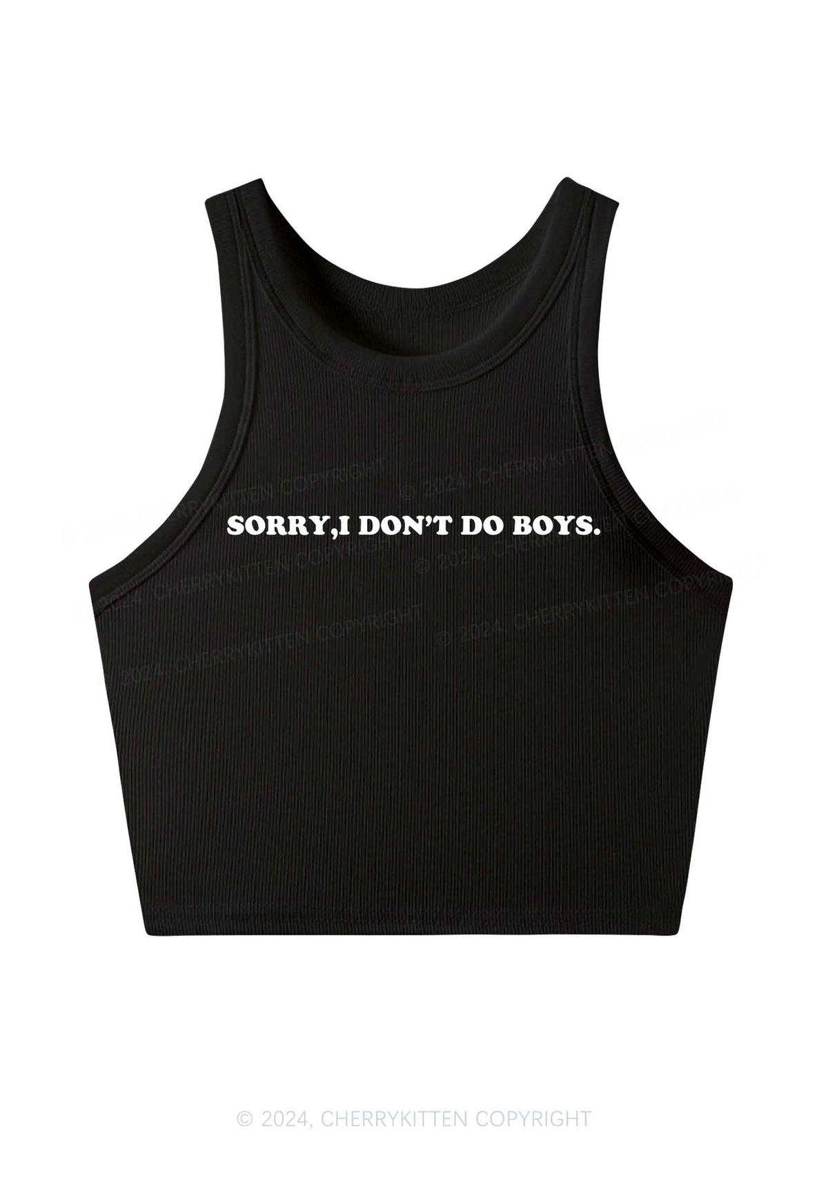 Sorry I Don't Do Boys Y2K Crop Tank Top Cherrykitten